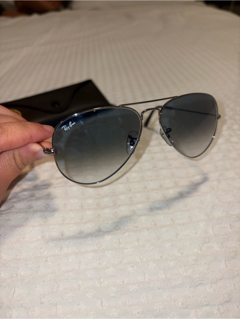 Ray-Ban Silver Frame Sunglasses with Gray Gradient Lenses